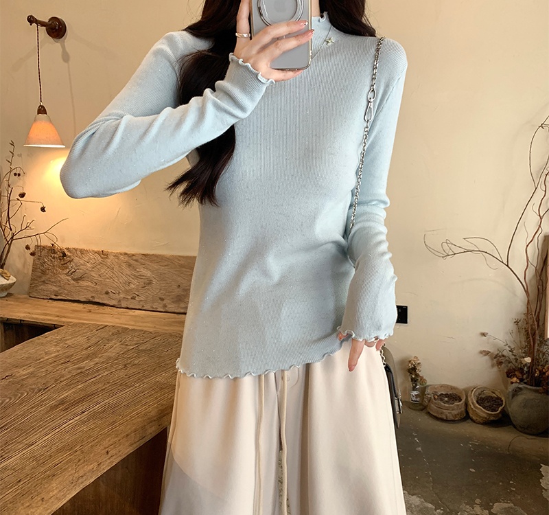 Slim inside the ride tops niche wood ear sweater for women