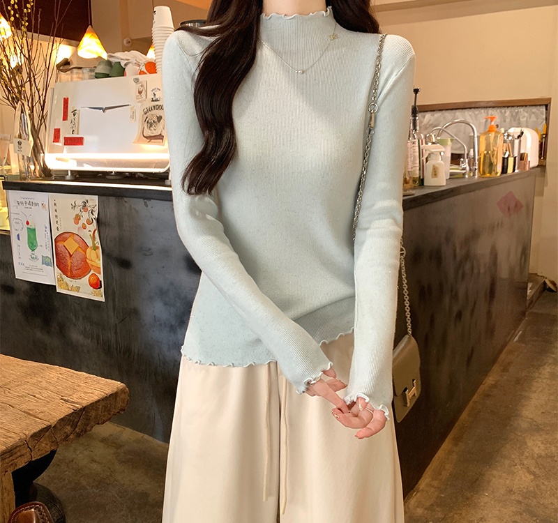 Slim inside the ride tops niche wood ear sweater for women