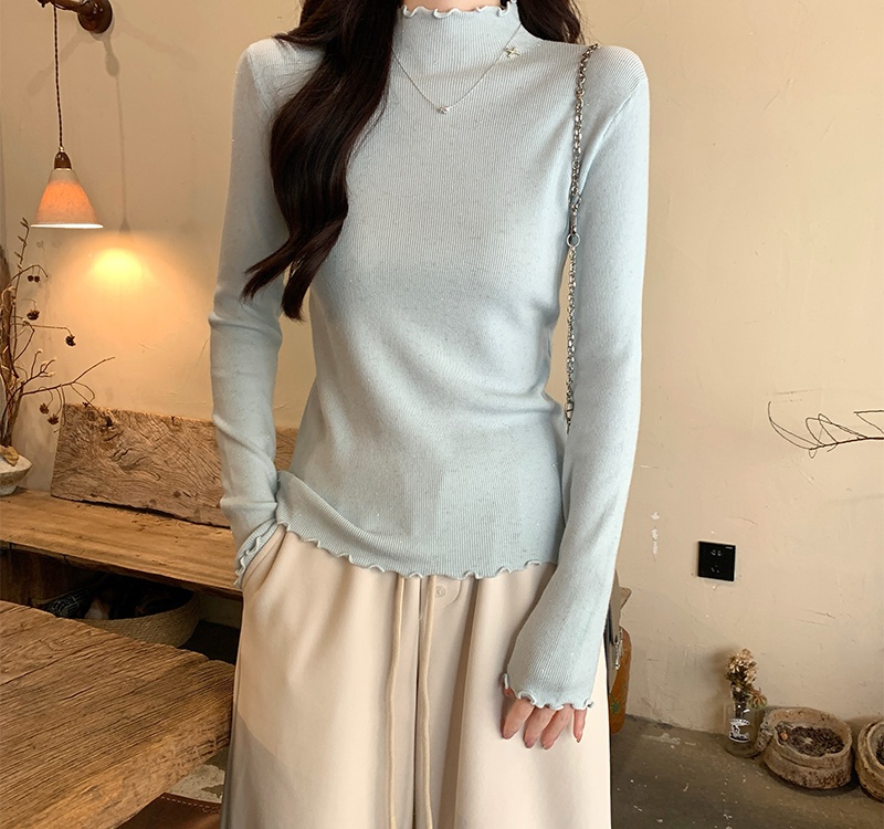 Slim inside the ride tops niche wood ear sweater for women