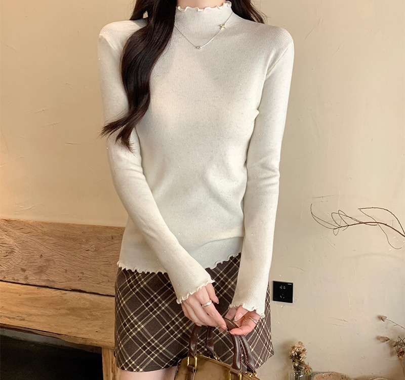 Slim inside the ride tops niche wood ear sweater for women