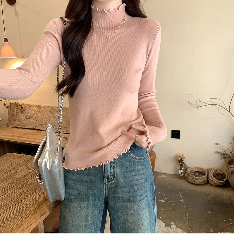 Slim inside the ride tops niche wood ear sweater for women