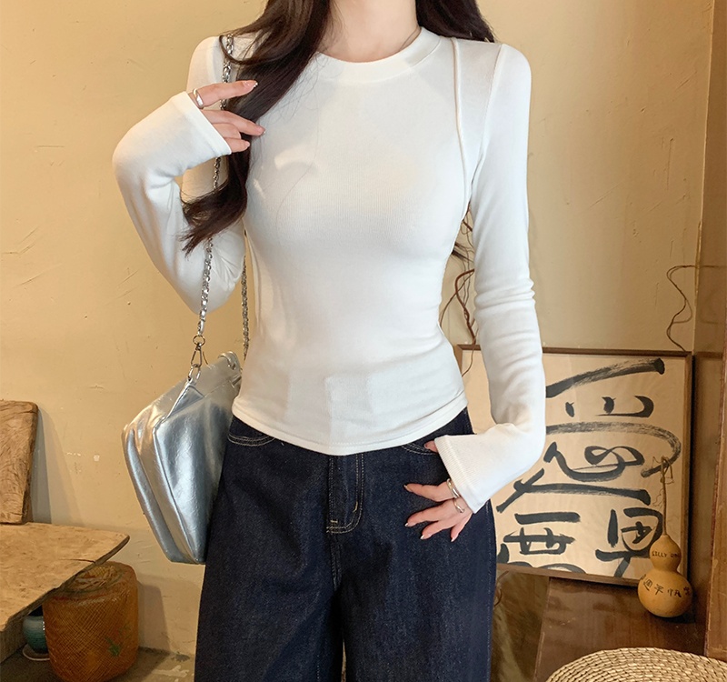 Winter bottoming T-shirt sueding tops for women