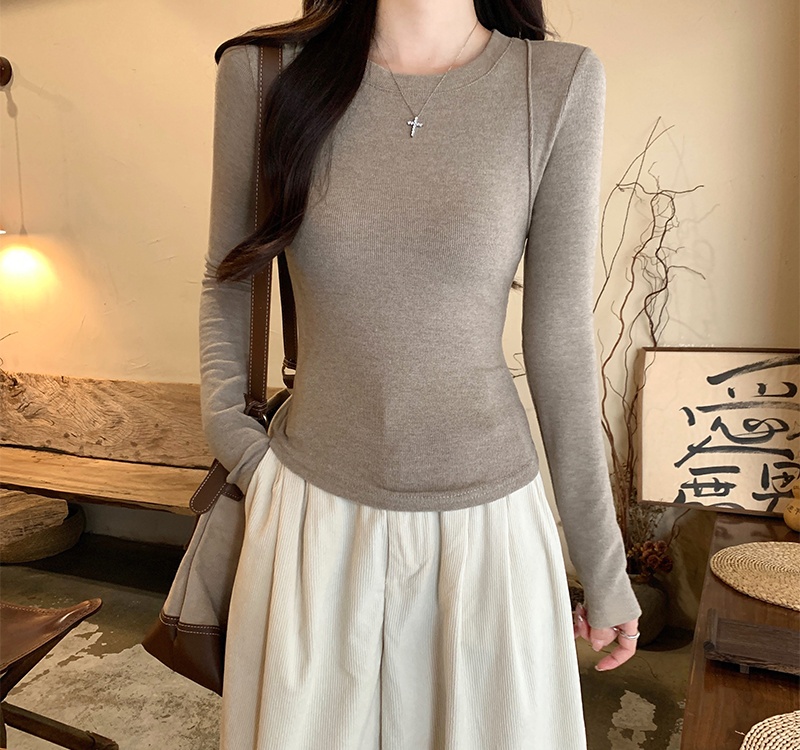 Winter bottoming T-shirt sueding tops for women