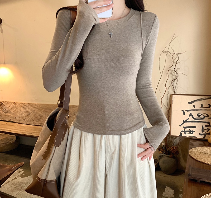 Winter bottoming T-shirt sueding tops for women