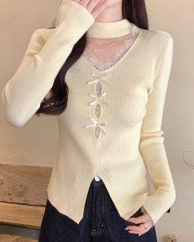 Slim splice tops winter sweater for women