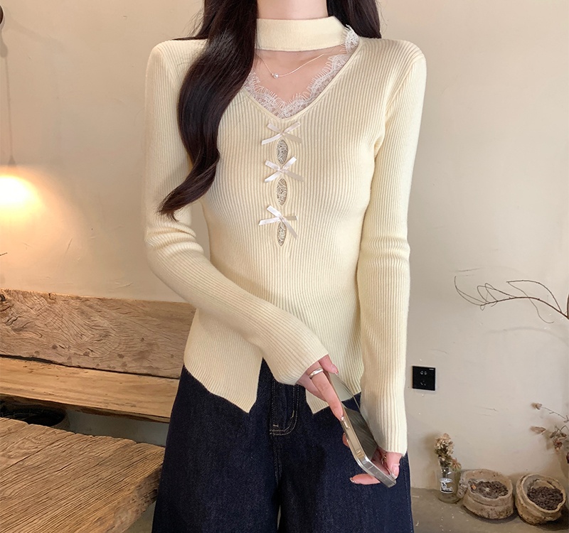 Slim splice tops winter sweater for women