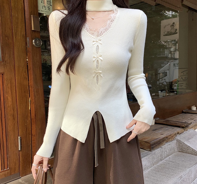 Slim splice tops winter sweater for women