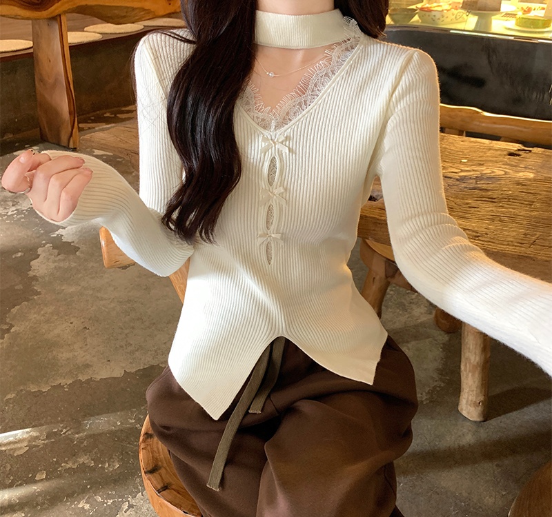 Slim splice tops winter sweater for women