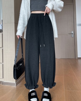 Wide leg wood ear bloomers cashmere pants for women