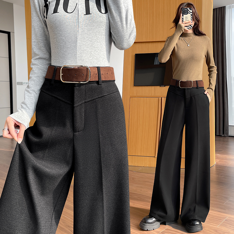 All-match wide leg pants woolen suit pants for women