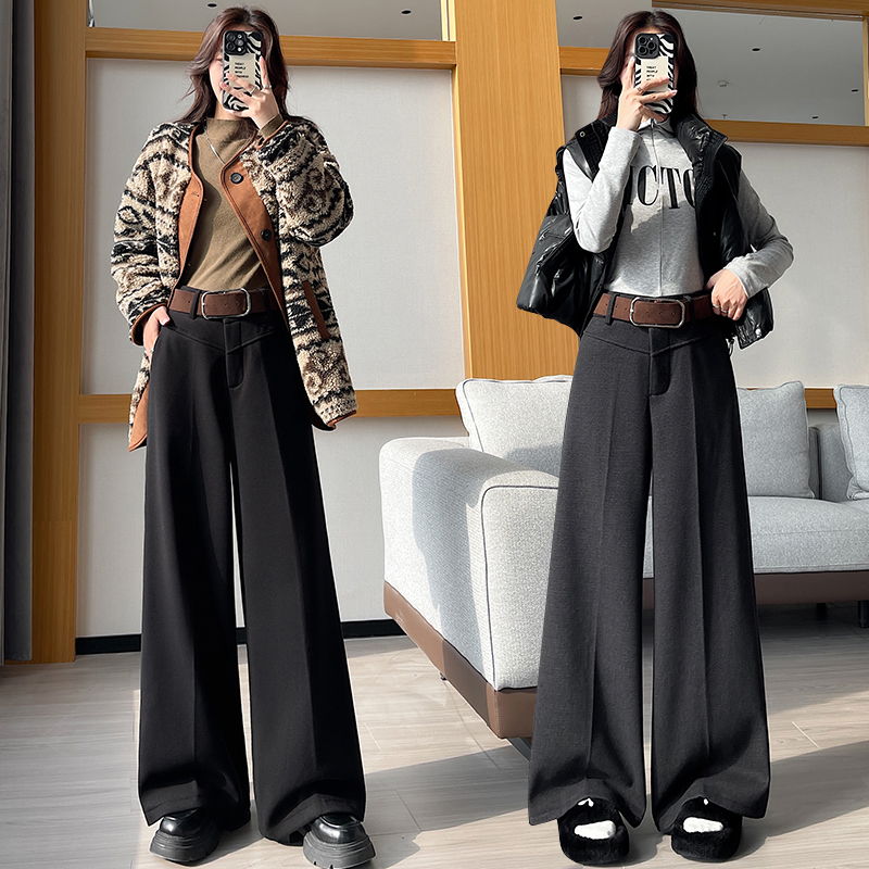 All-match wide leg pants woolen suit pants for women