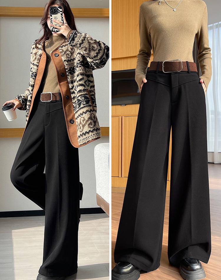 All-match wide leg pants woolen suit pants for women