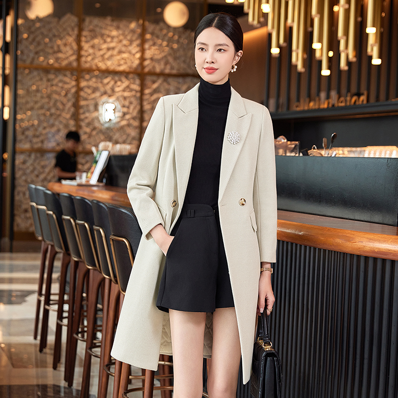 Temperament slim coat long windbreaker for women