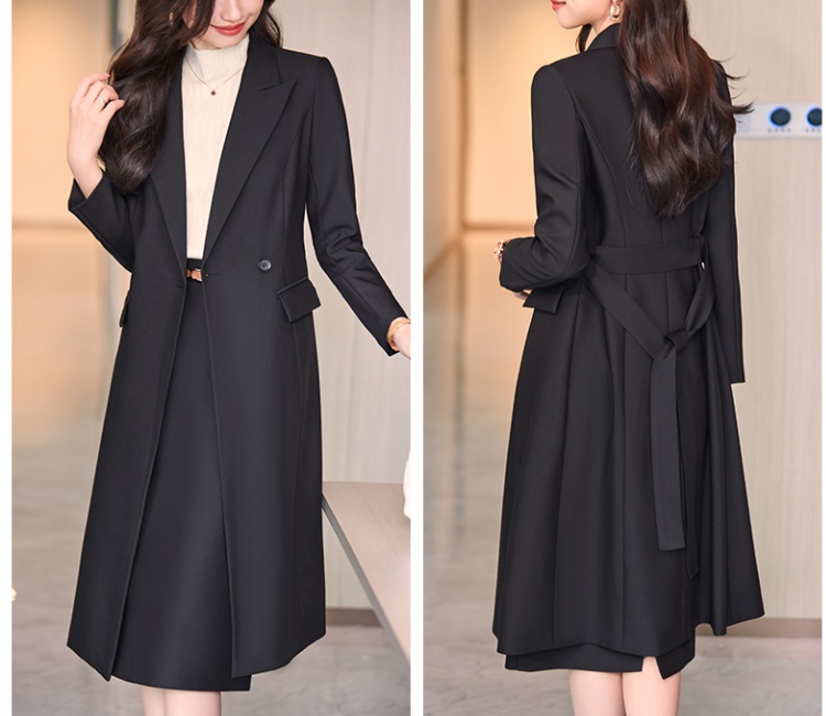 Long temperament windbreaker ladies coat for women