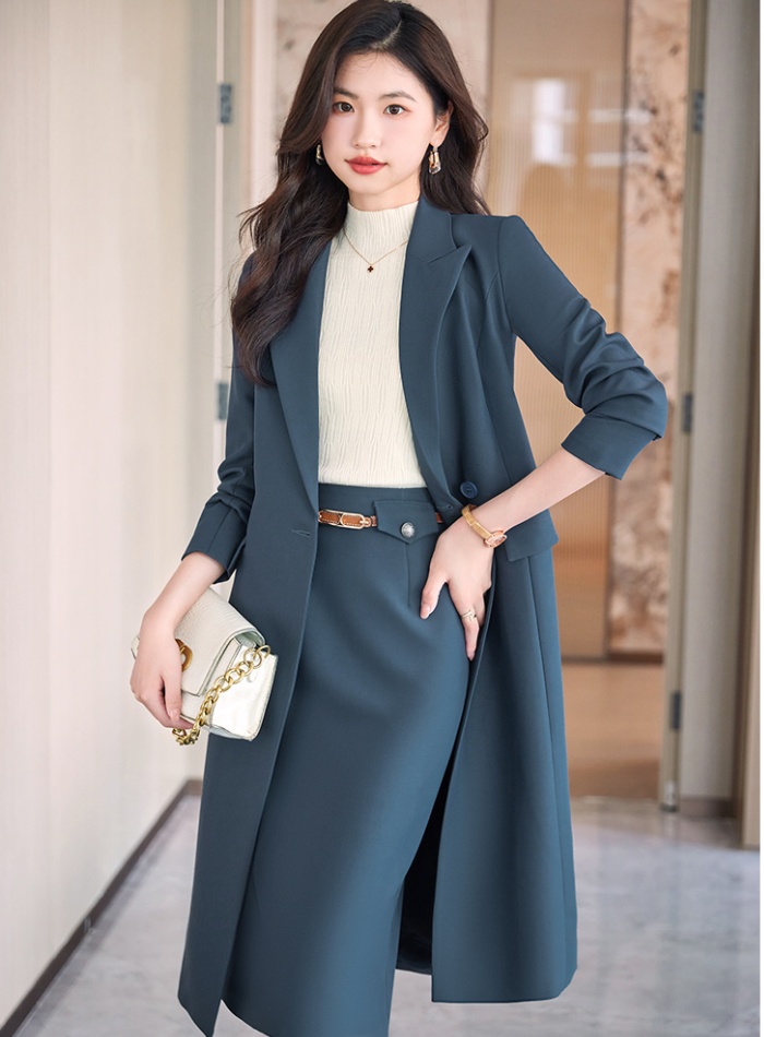 Long temperament windbreaker ladies coat for women