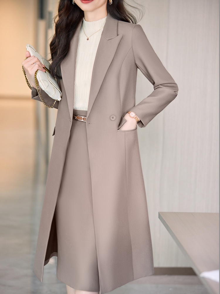 Long temperament windbreaker ladies coat for women