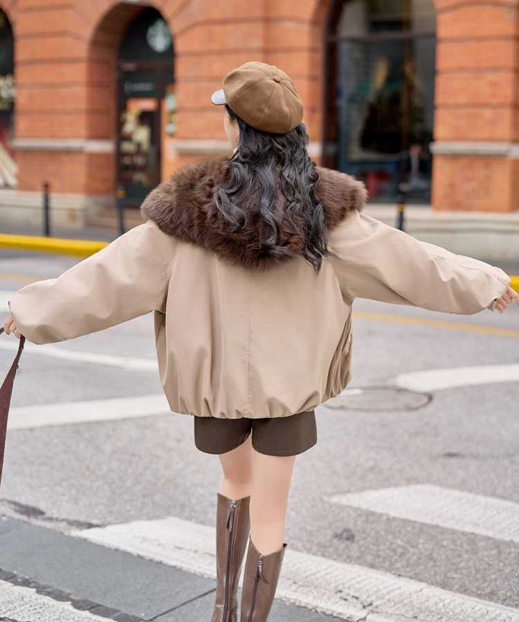 Korean style white down coat fox fur goose fur coat