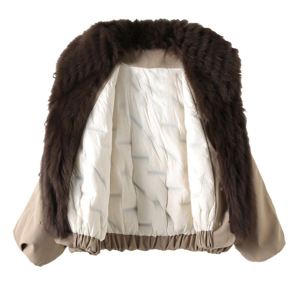 Korean style white down coat fox fur goose fur coat