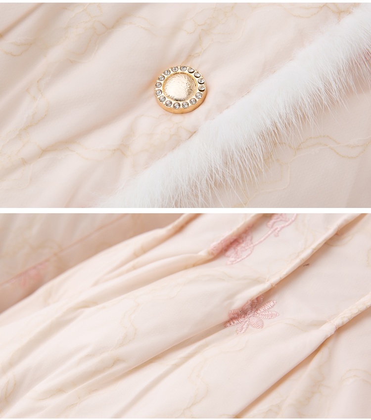 Pinched waist winter duck down embroidery down coat