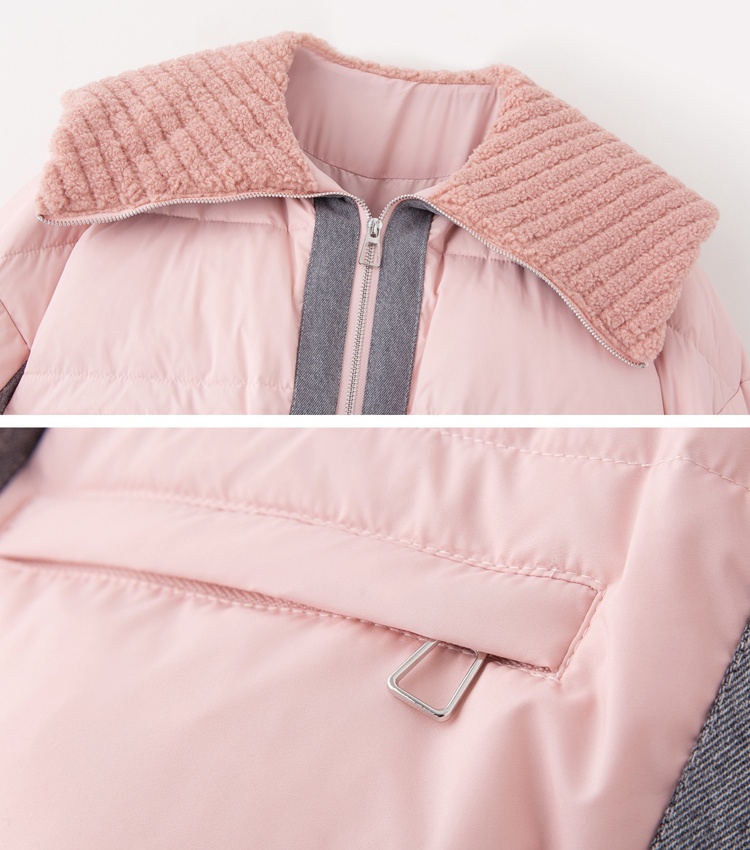 All-match winter lapel duck down splice denim down coat