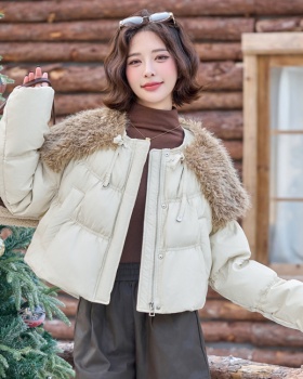 All-match duck down PU fur collar winter down coat