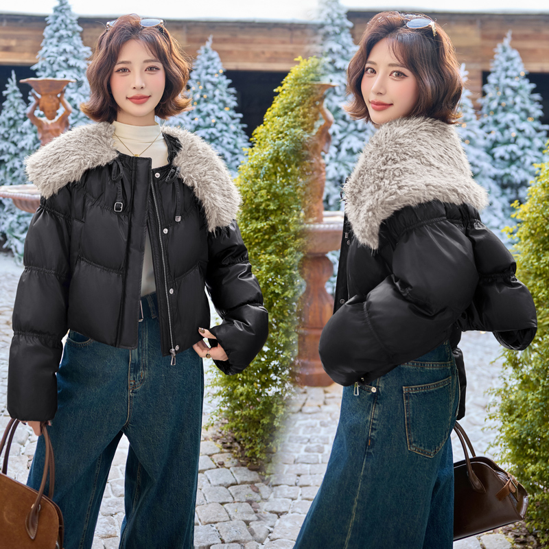 All-match duck down PU fur collar winter down coat