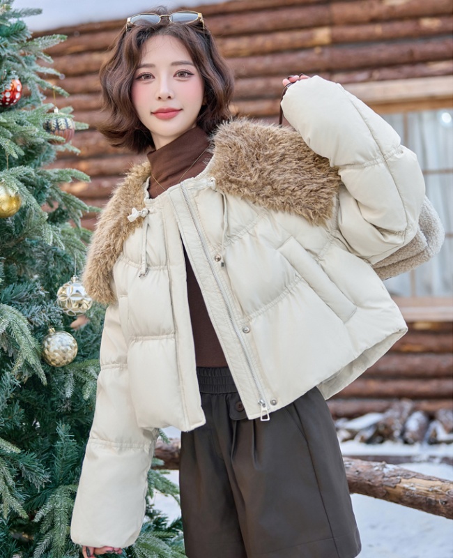 All-match duck down PU fur collar winter down coat