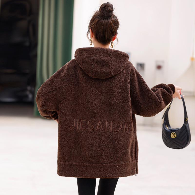 Round neck all-match tops hooded sweater for women