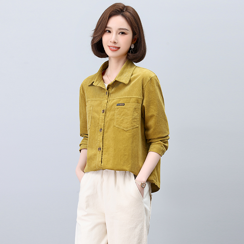 Large yard Casual shirt corduroy coat for women