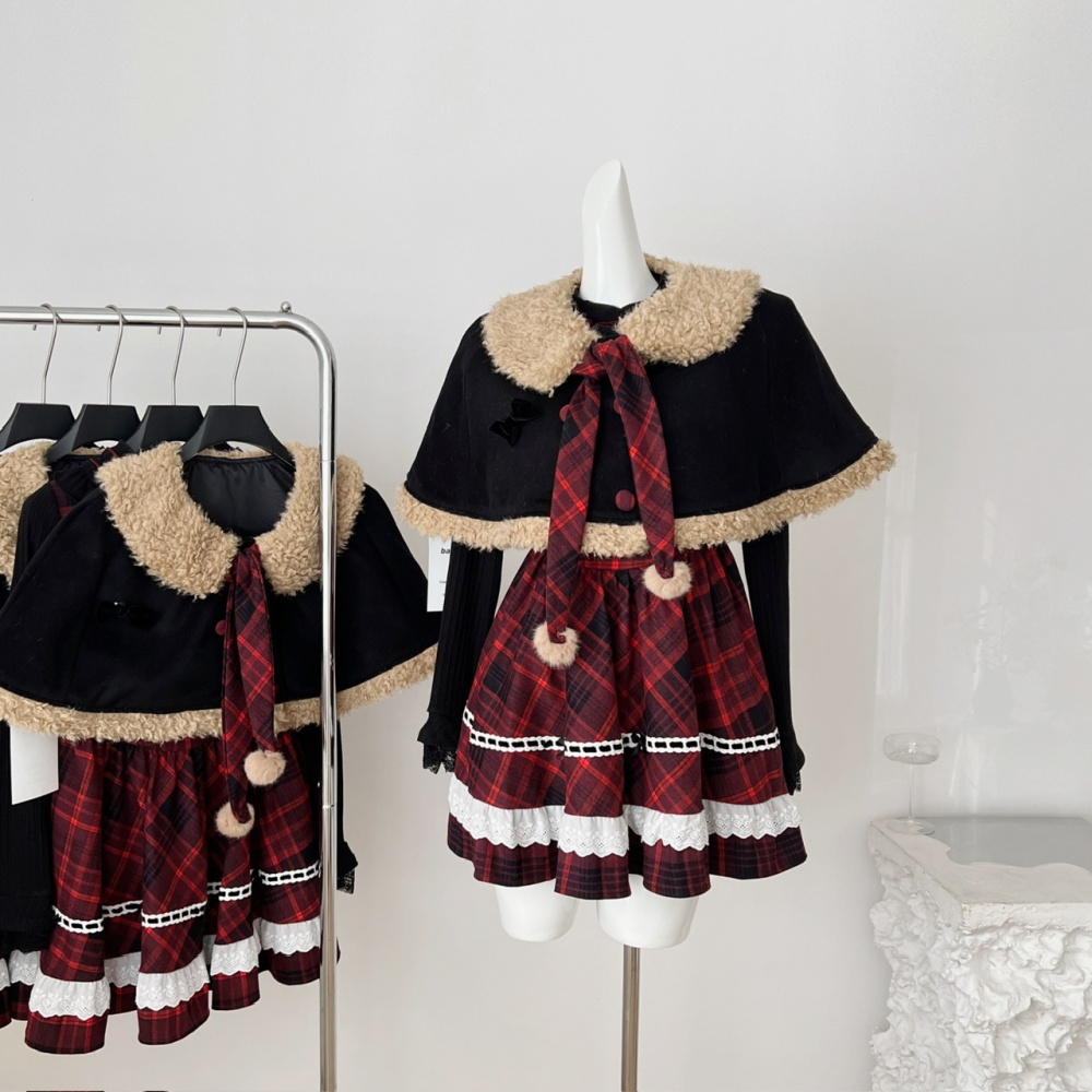 Christmas splice shawl red maiden dress a set
