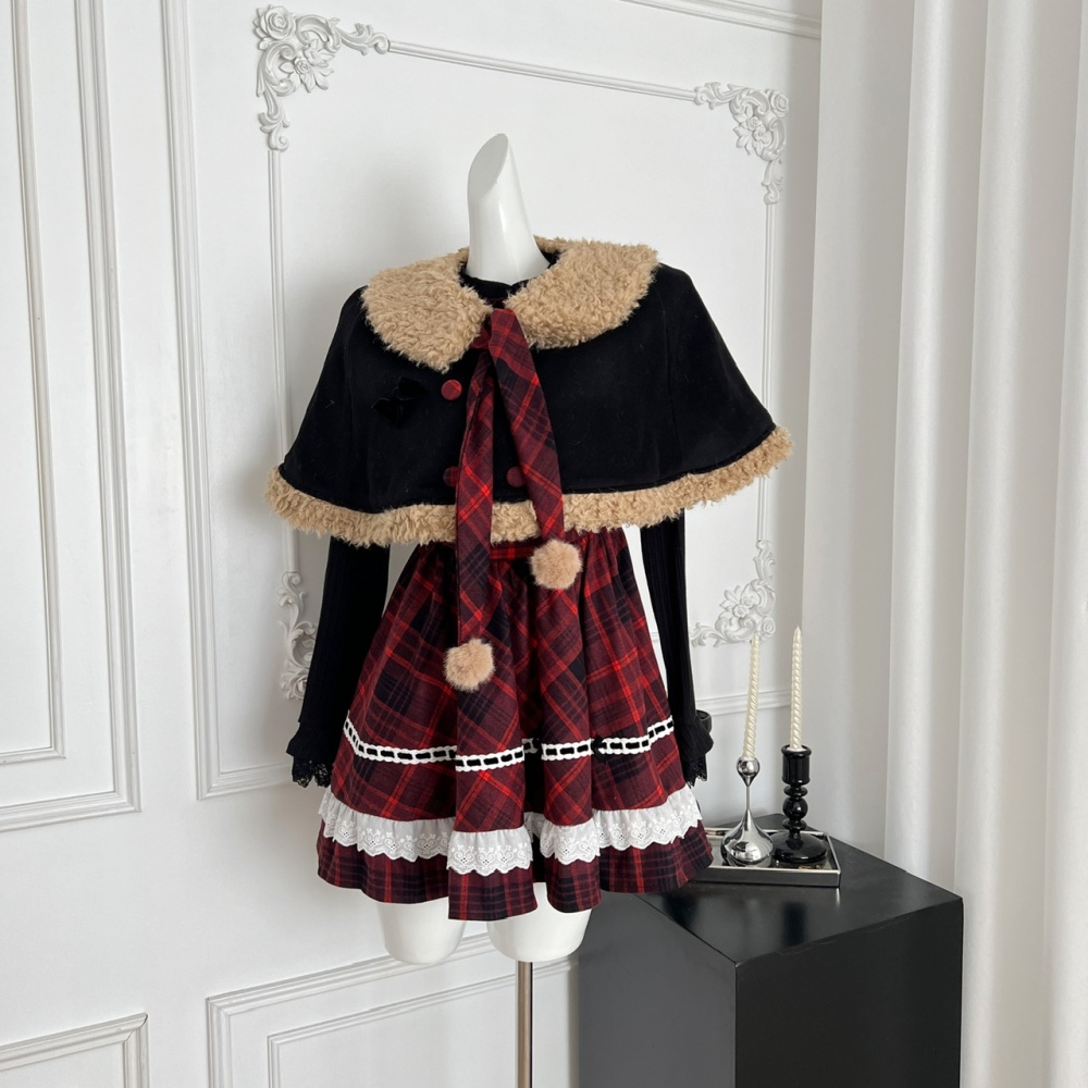 Christmas splice shawl red maiden dress a set