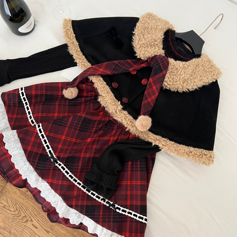 Christmas splice shawl red maiden dress a set