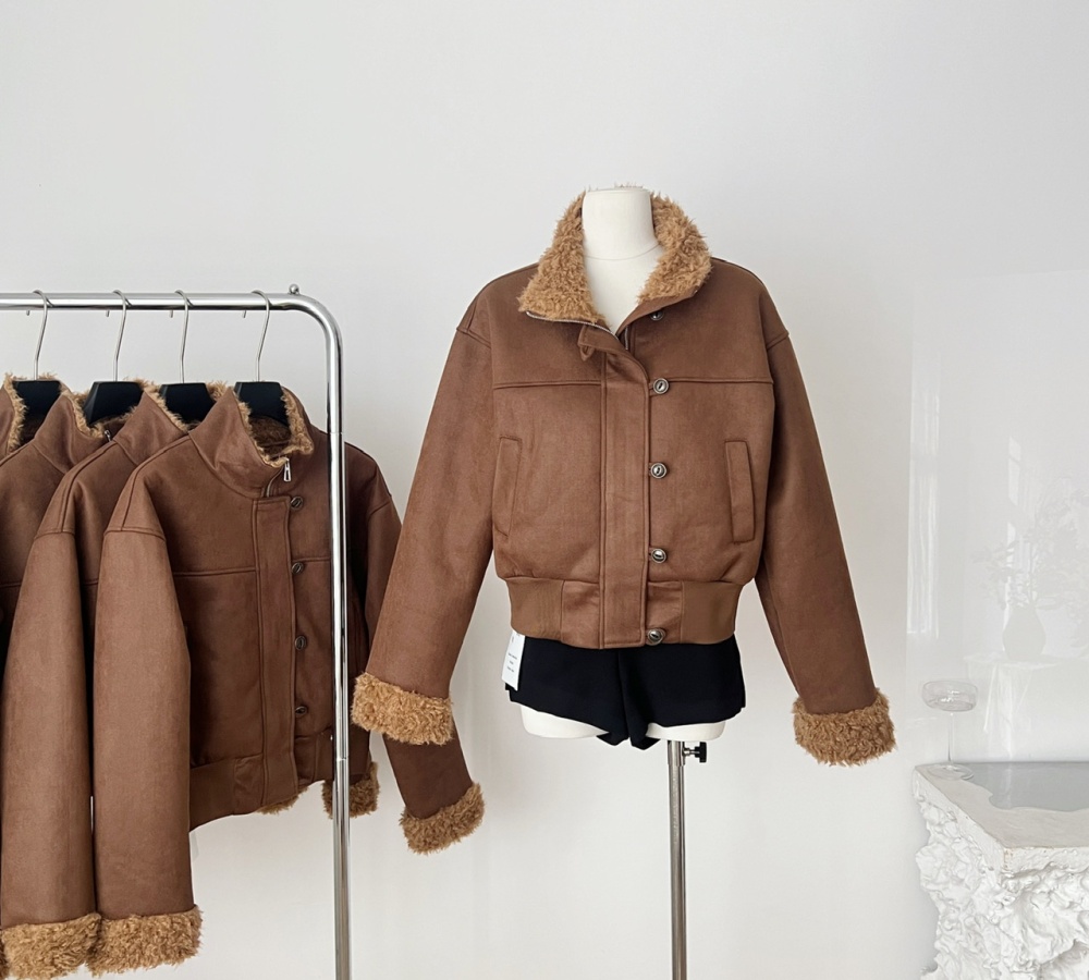 London style suede retro coat bronzing elmo jacket