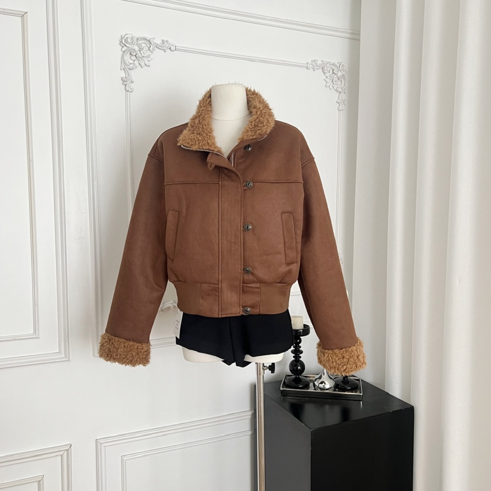 London style suede retro coat bronzing elmo jacket