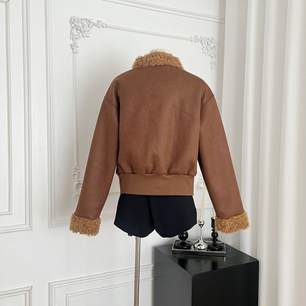 London style suede retro coat bronzing elmo jacket