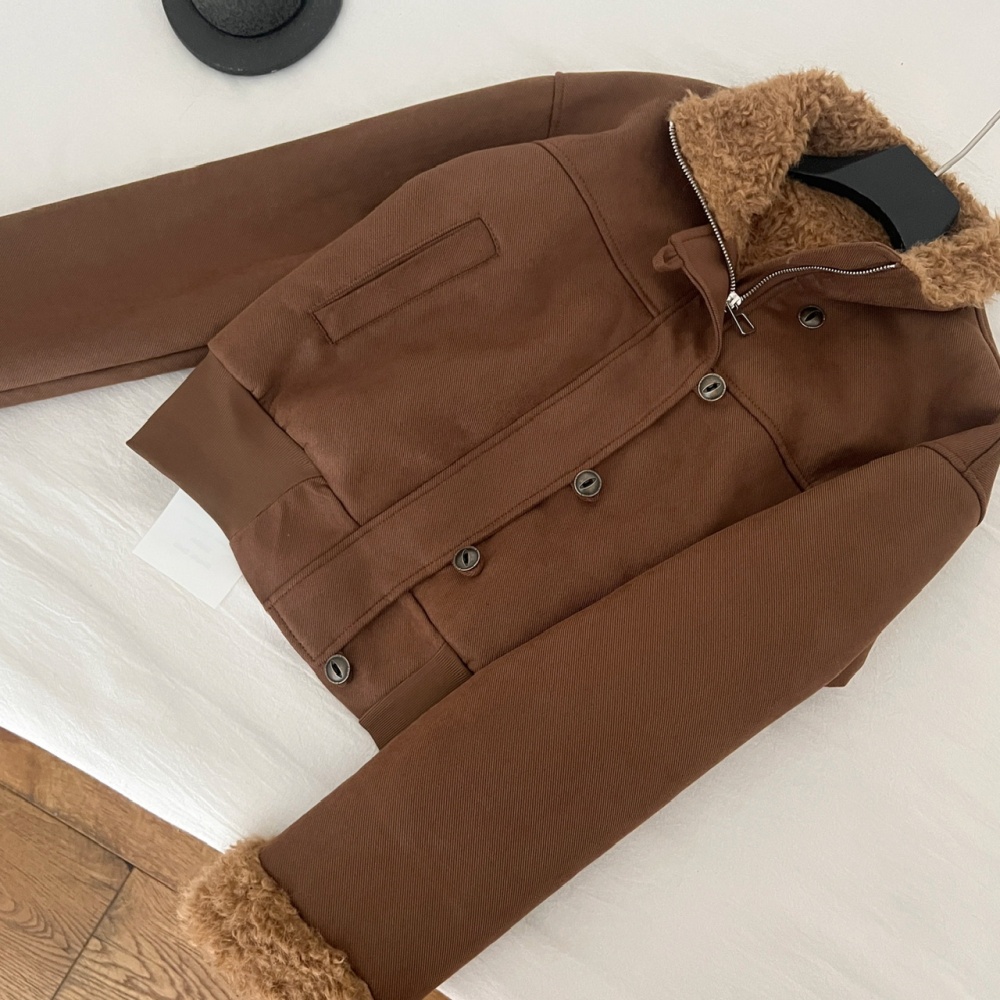 London style suede retro coat bronzing elmo jacket