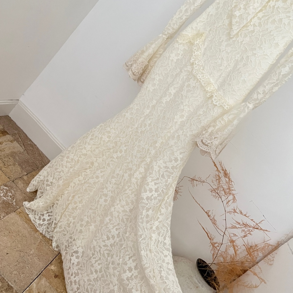 Trumpet sleeves France style package hip dress for women