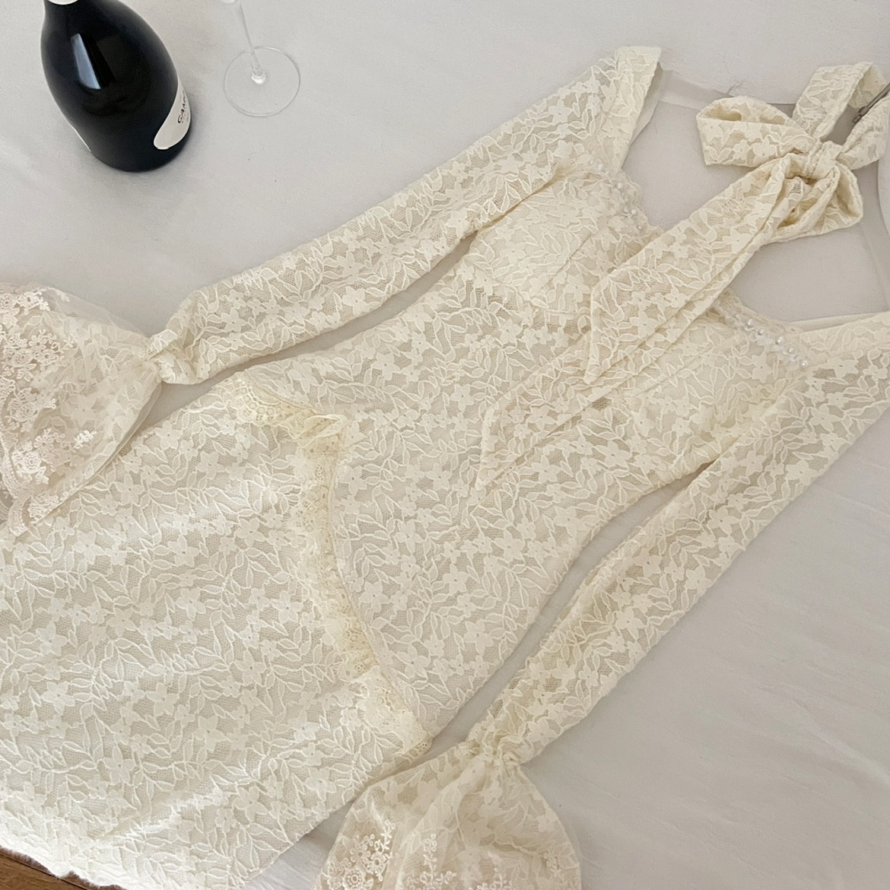 Trumpet sleeves France style package hip dress for women