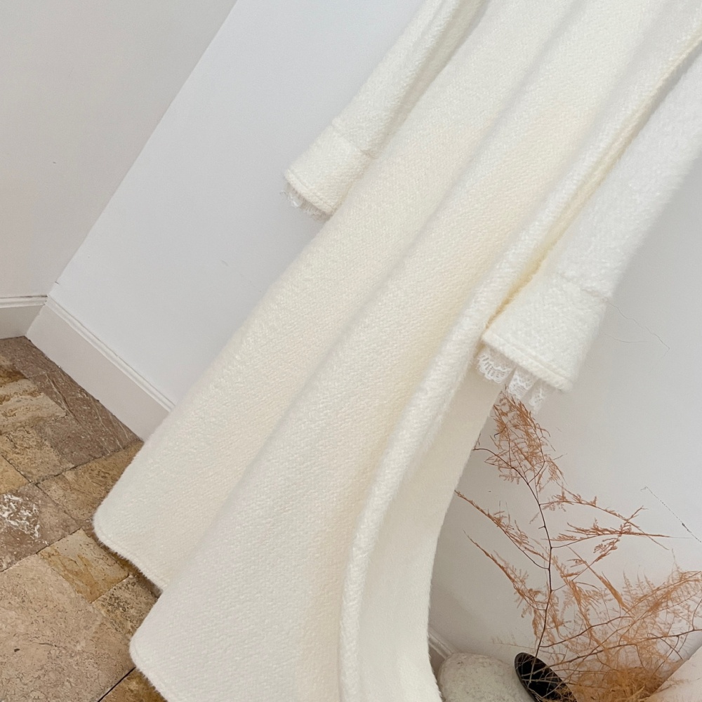 Fur collar France style spring tender dress