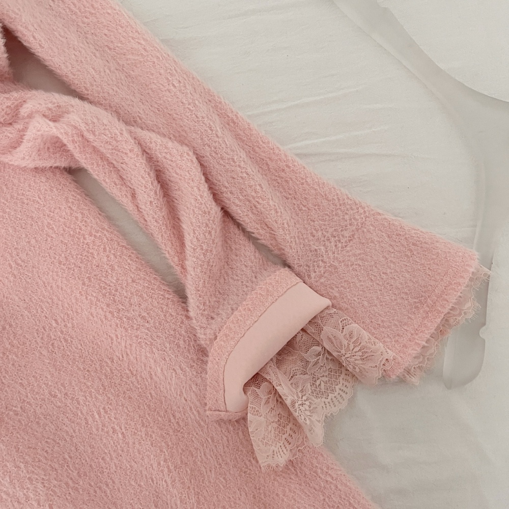 Fur collar France style spring tender dress