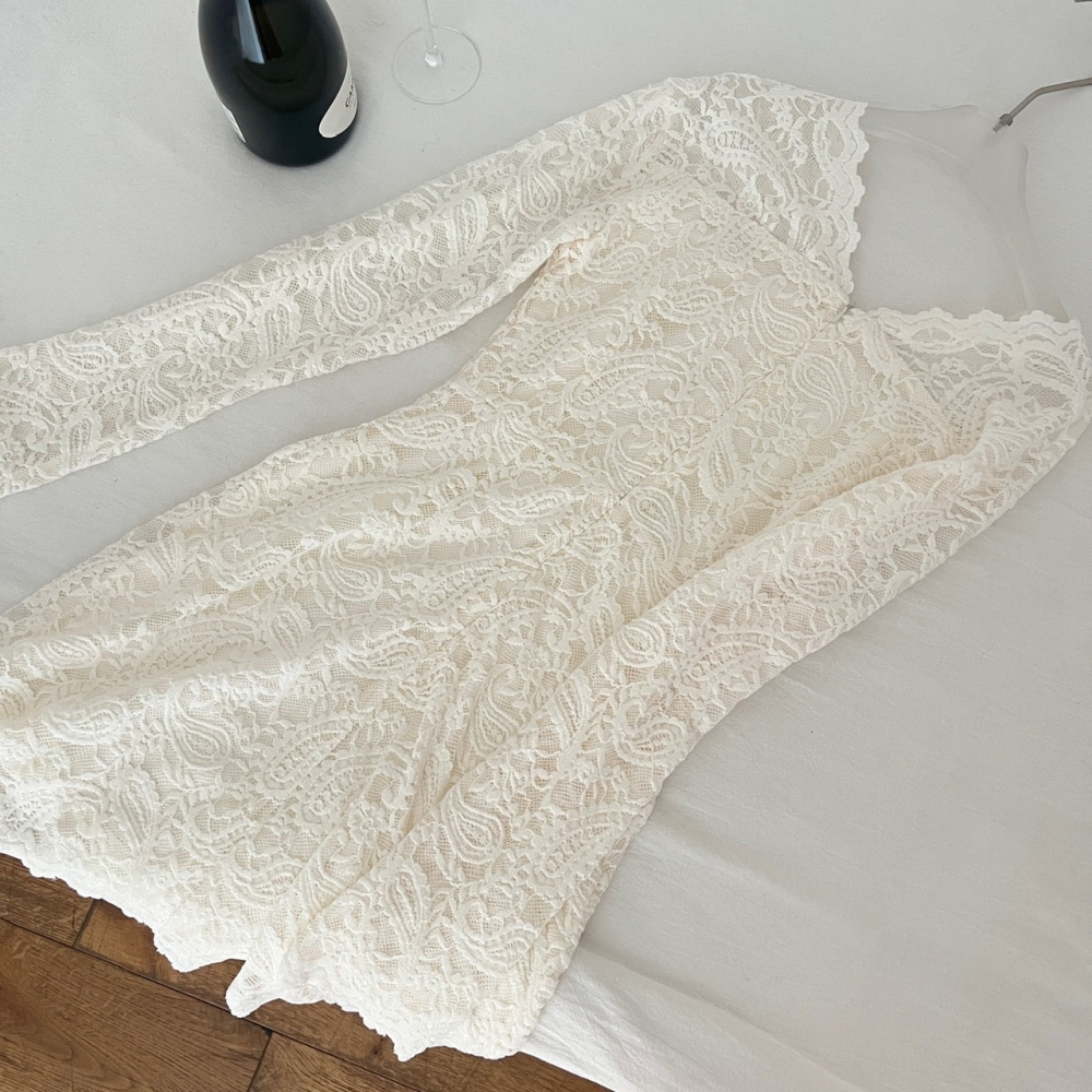 Tender gauze lace trailing chanelstyle dress 2pcs set