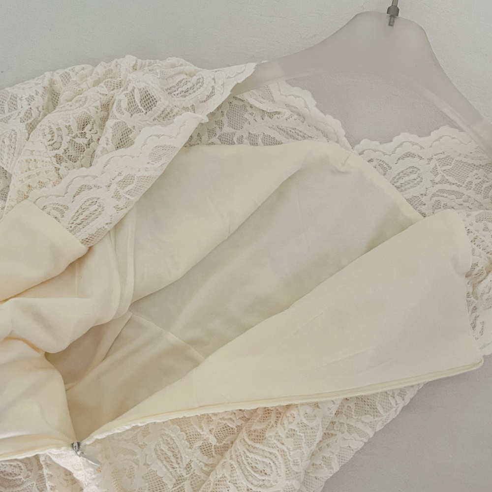 Tender gauze lace trailing chanelstyle dress 2pcs set