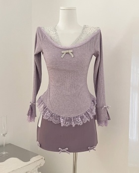 Enticement niche tops slim short skirt a set