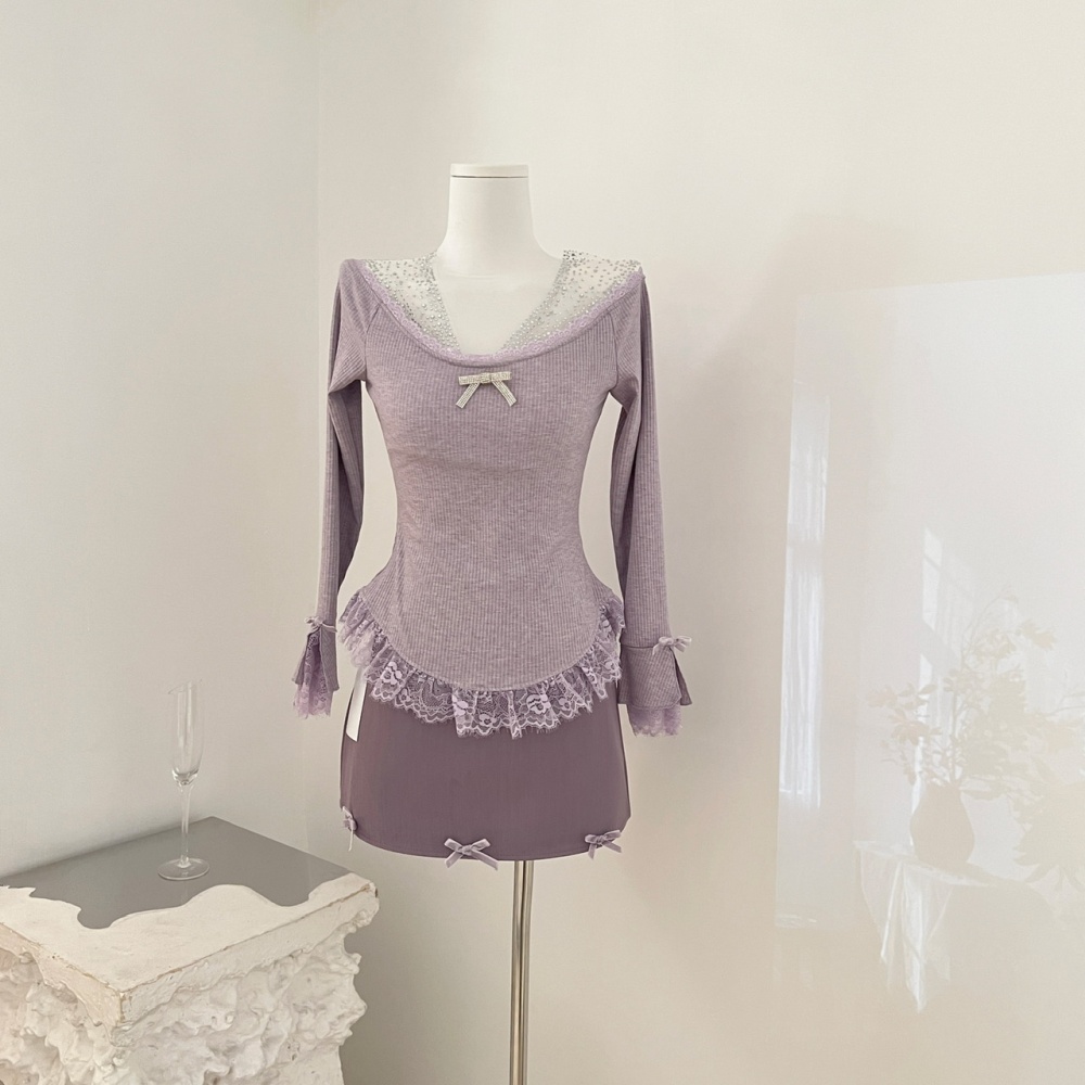 Enticement niche tops slim short skirt a set