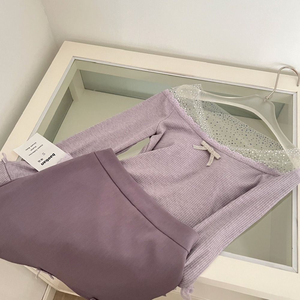 Enticement niche tops slim short skirt a set