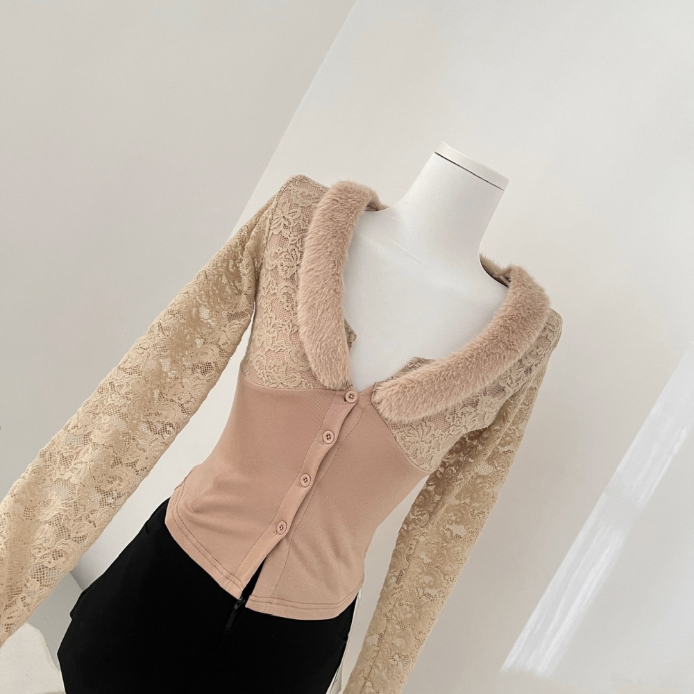 Knitted splice lace tops