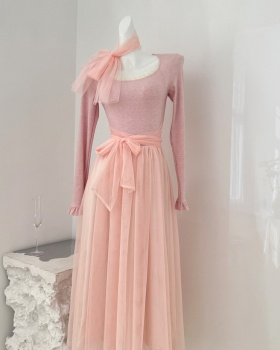 Long sleeve splice tender was white lady maiden dress