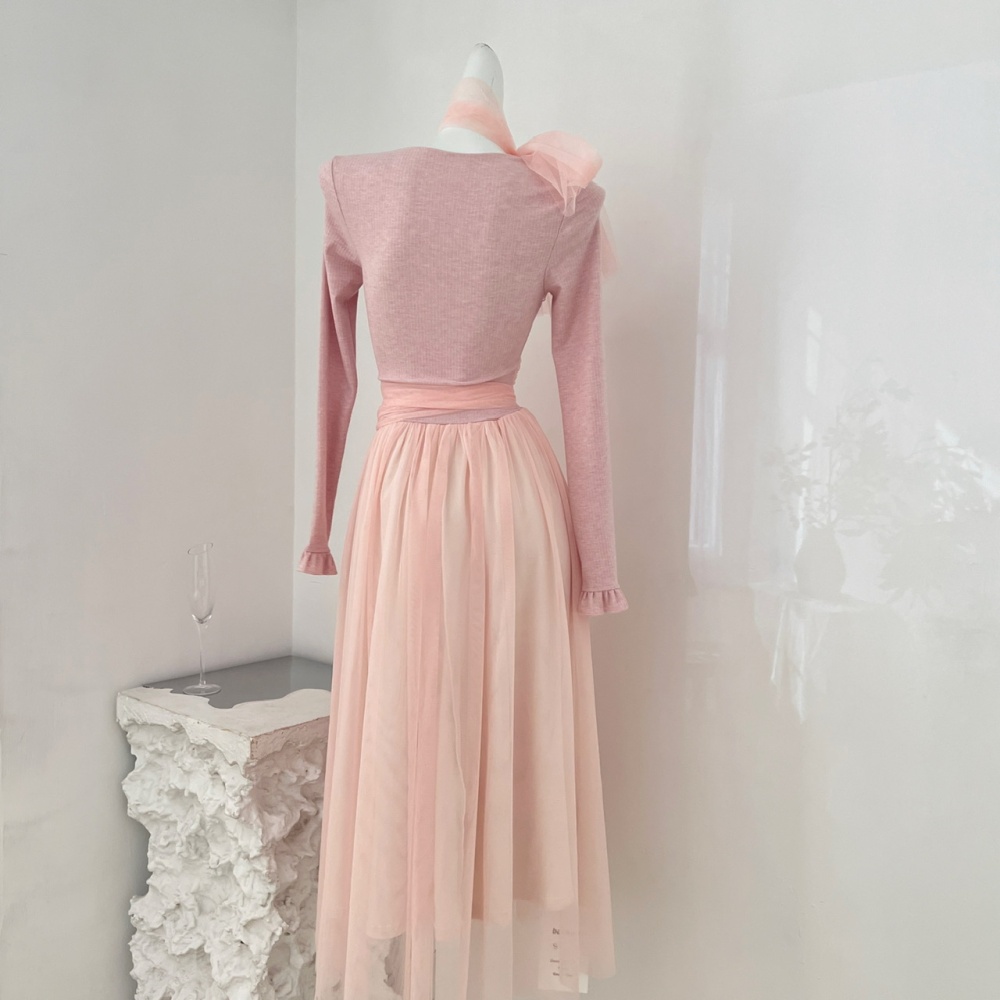 Long sleeve splice tender was white lady maiden dress