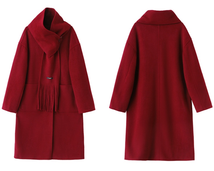 Long red scarves cashmere overcoat
