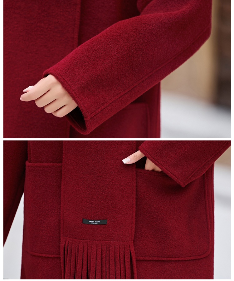 Long red scarves cashmere overcoat